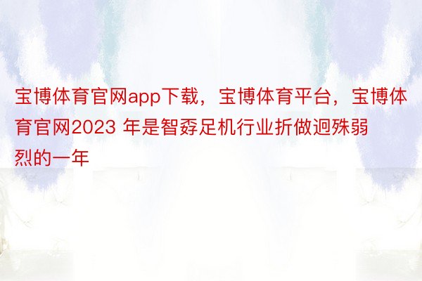 宝博体育官网app下载，宝博体育平台，宝博体育官网2023 年是智孬足机行业折做迥殊弱烈的一年